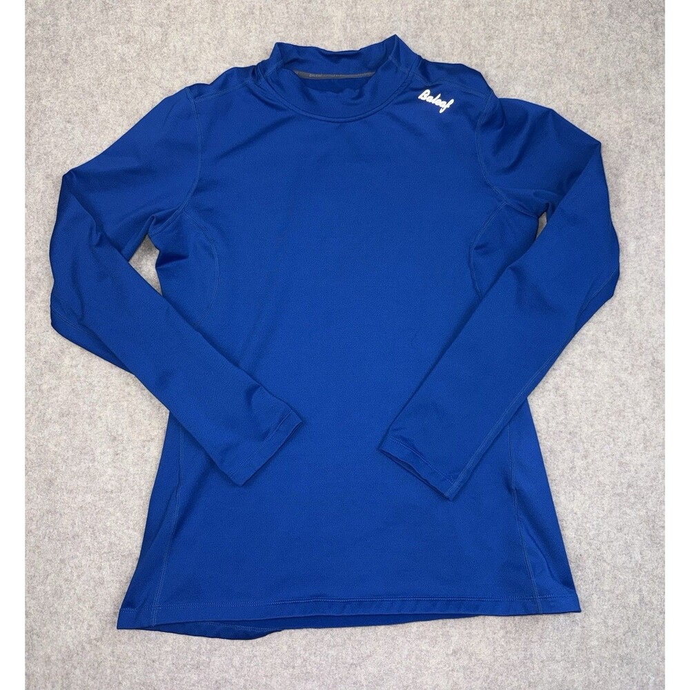 Baleaf Boys Size Medium Long Sleeve Thick Mock Neck Shirt Blue Stretch